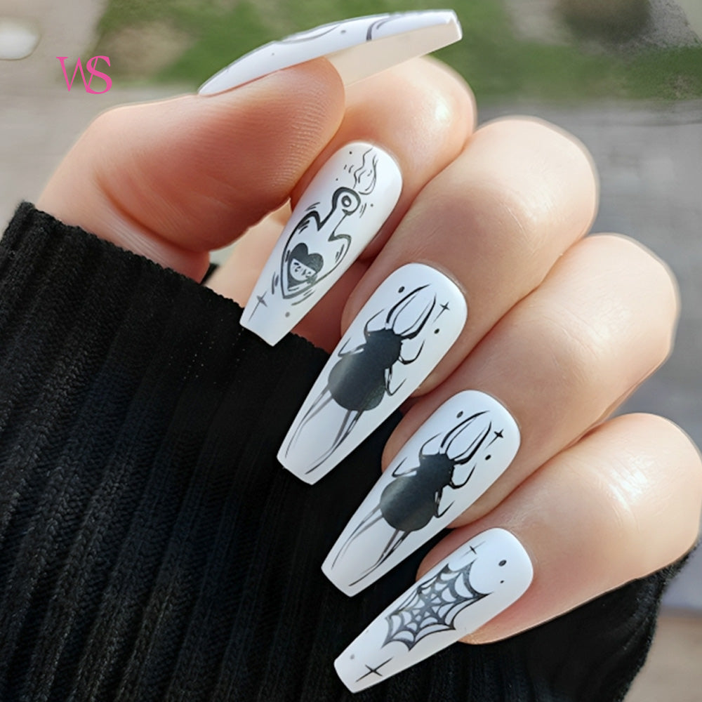 Premium Photo | Nails Design of Spiderweb Lace With Black and Silver Color  L Art Creative Idea Inspiration Salon
